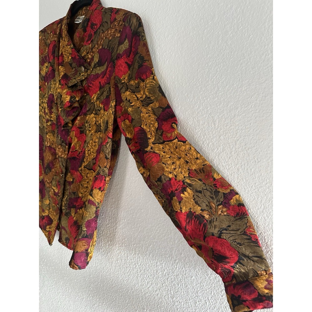 VTG Chic Top Office Secretary Eva Laurel Floral Blouse Career Sz 6 - Picture 4 of 16